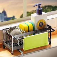 Negro Estante Inoxidable Drenaje Automátic De Trapo Cocina