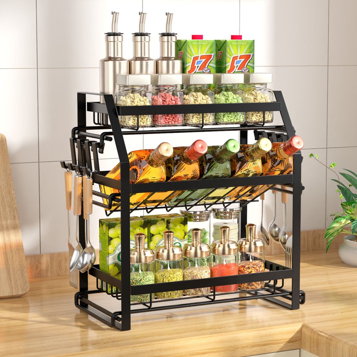 AIZO - Organizador Especieros Diseño Basculante 3 Niveles De Cocina