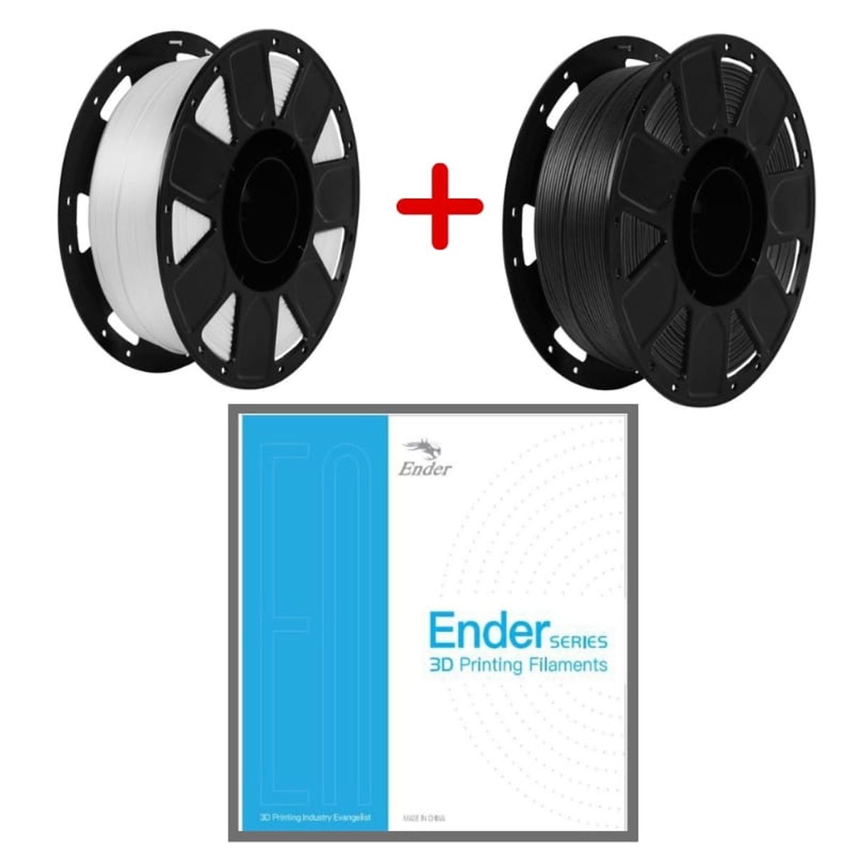 ENDER - Pack Filamento 3D PLA Negro  Blanco 1kg Ender - Filamentos