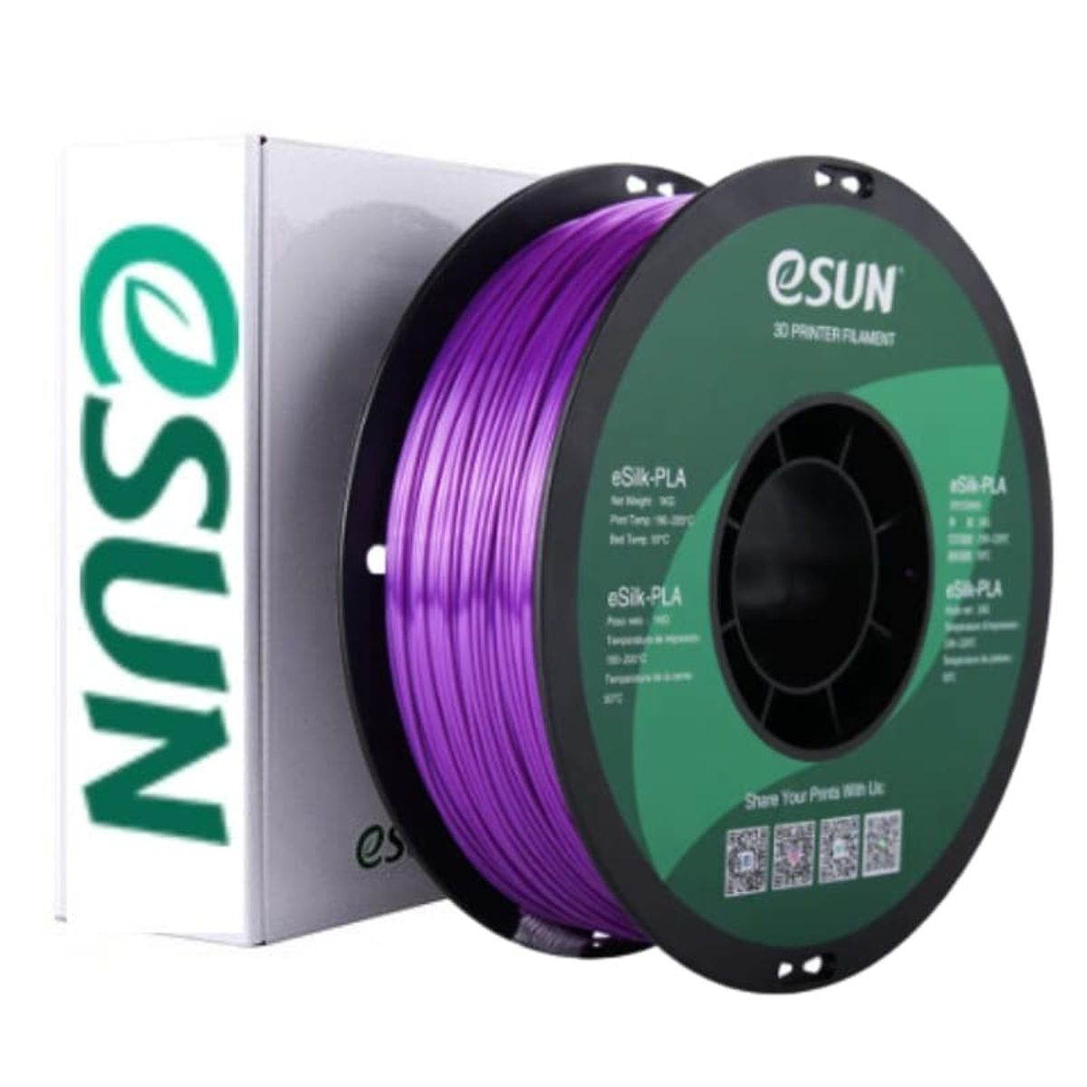 ESUN - Filamento 3D PLA Seda Morado  Esun - Filamentos