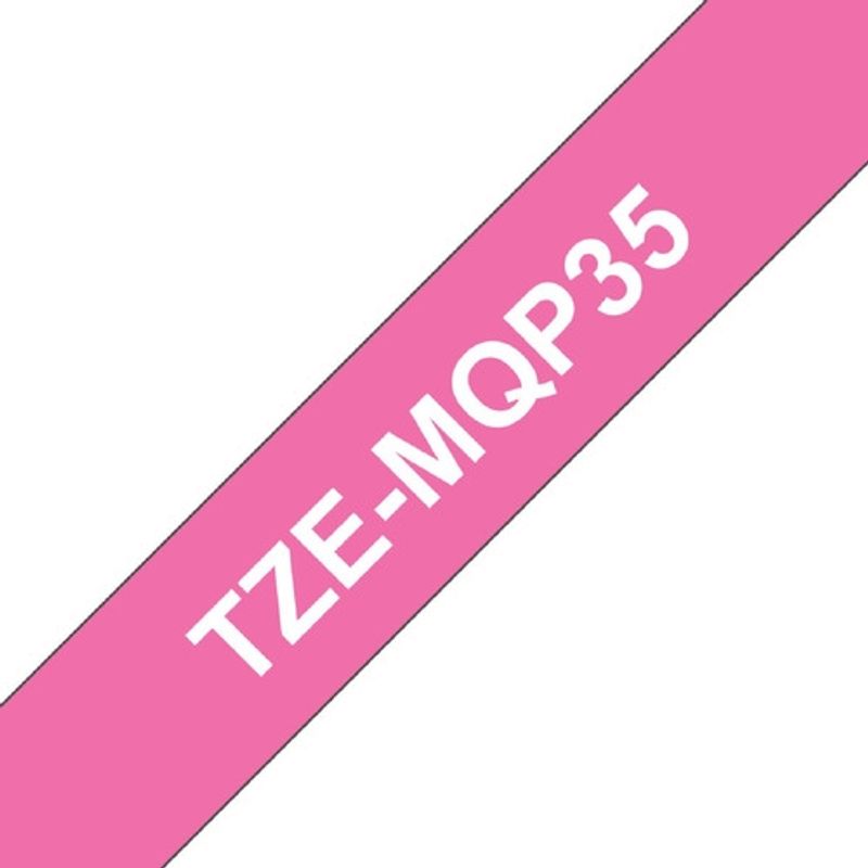 BROTHER - Cinta Brother Tzemqp35 Blanco Sobre Rosa Fresa 12mm X 5mts
