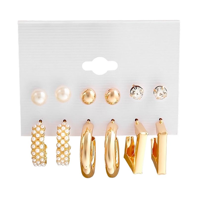 GENERICO - Set 6 Pares De Aros y Argollas Dorados Modelo B