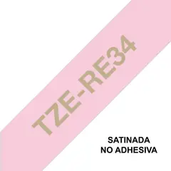 BROTHER - Cinta Tzere34 Satinada Dorado Sobre Rosa 12mm X 4mts