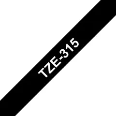 BROTHER - Cinta Tze315 Blanco Sobre Negro 6mm X 8mts