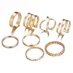 GENERICO - Set De 8 Anillos Vintage Dorados Modelo A
