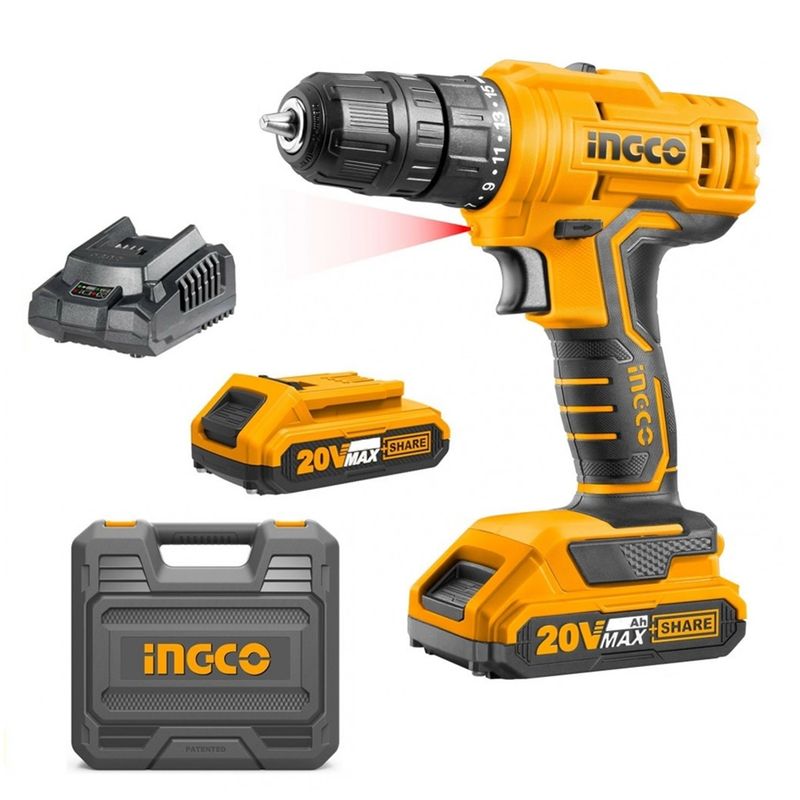 INGCO - Taladro Atornillador Inalambrico 20v 10mm Ingco Cdli20012