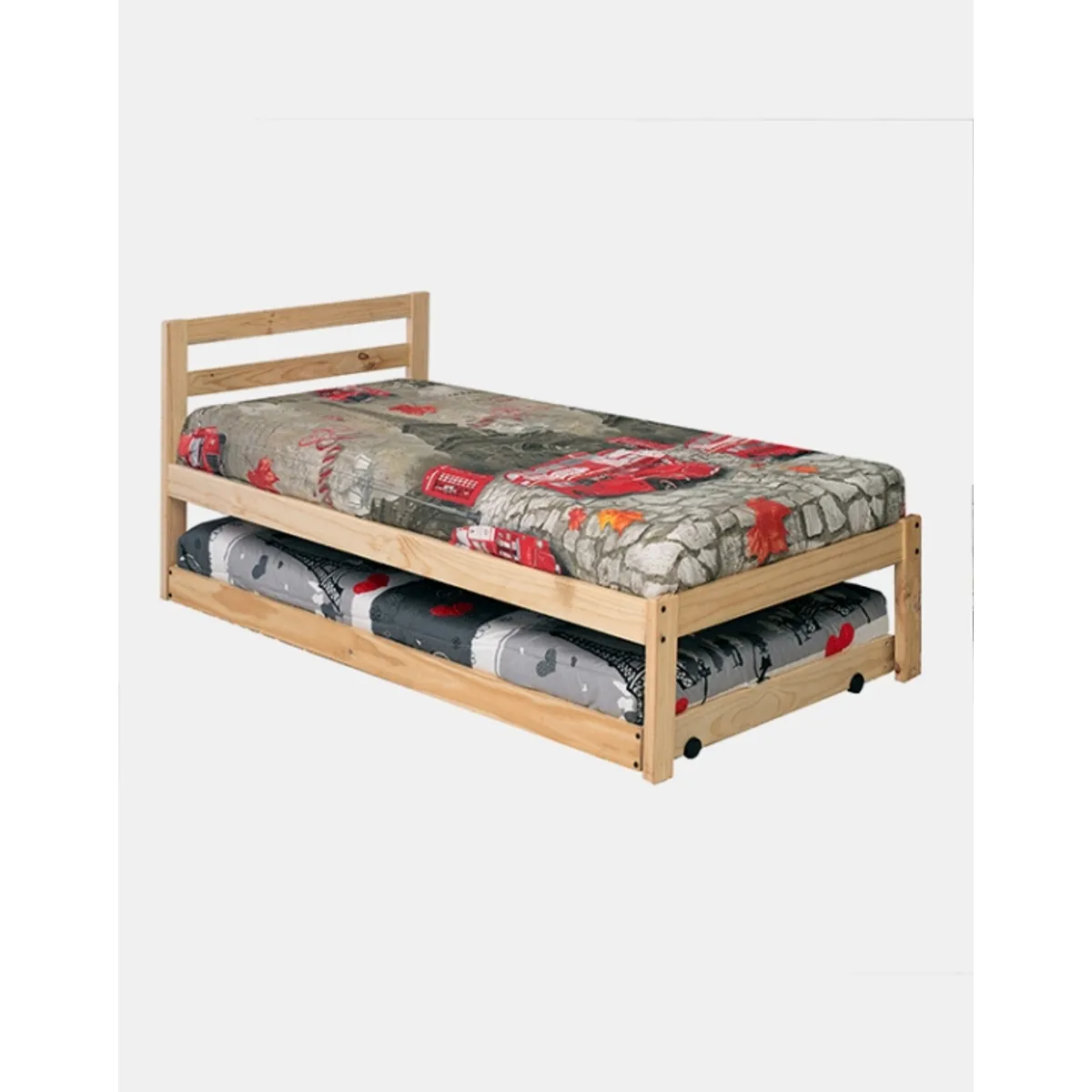 INCAL - Cama Nido 1 Plaza En Madera Natural Incal