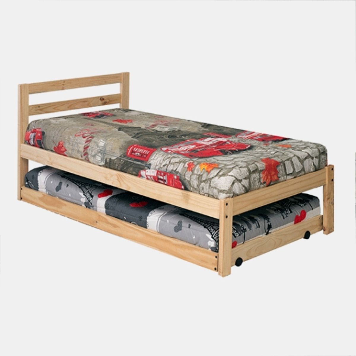 INCAL - Cama Nido 1,5 Plaza En Madera Natural Incal
