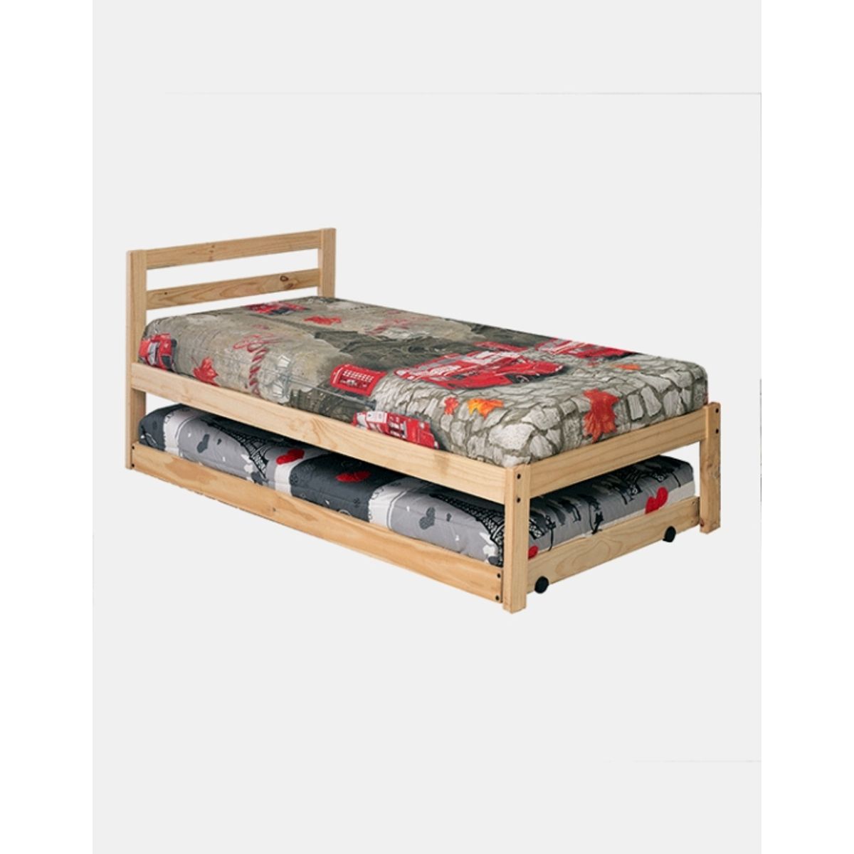 INCAL - Cama Nido 1,5 Plaza En Madera Natural Incal