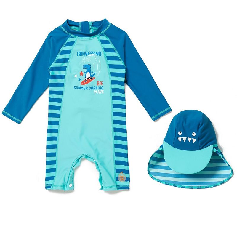 BONVERANO - Bebé Niño Manga Larga UV Traje Baño una Pieza cremallera