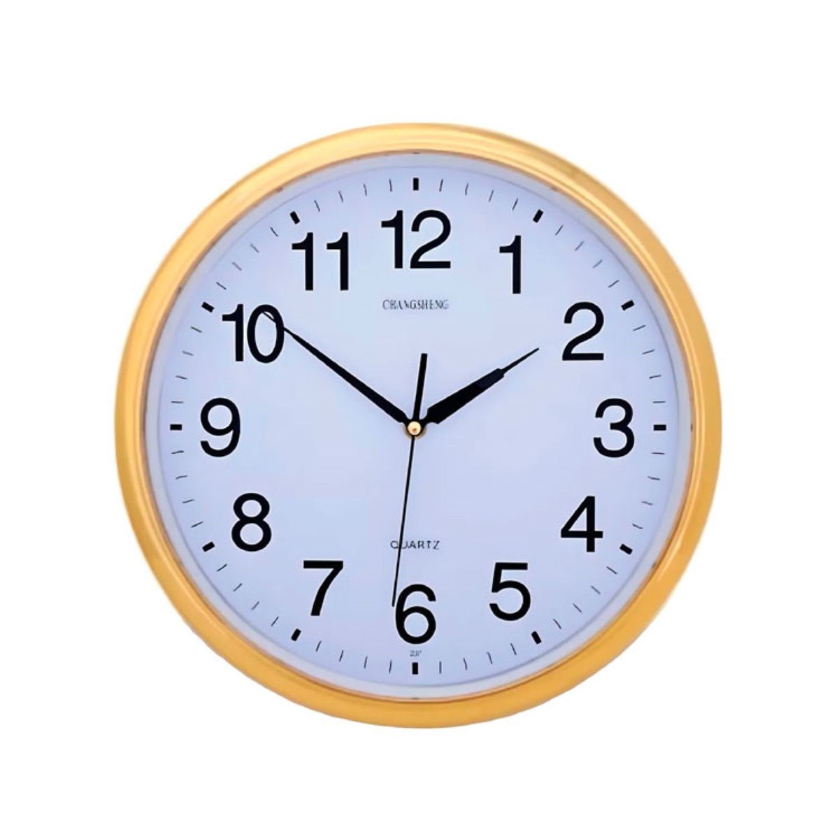 LUMAX - Reloj Analogico de Pared con Borde Cromado Dorado 30 cm