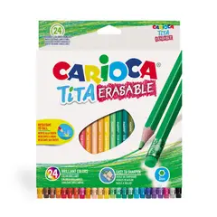 CARIOCA - Lápices Hexagonal Borrable (24 Colores)