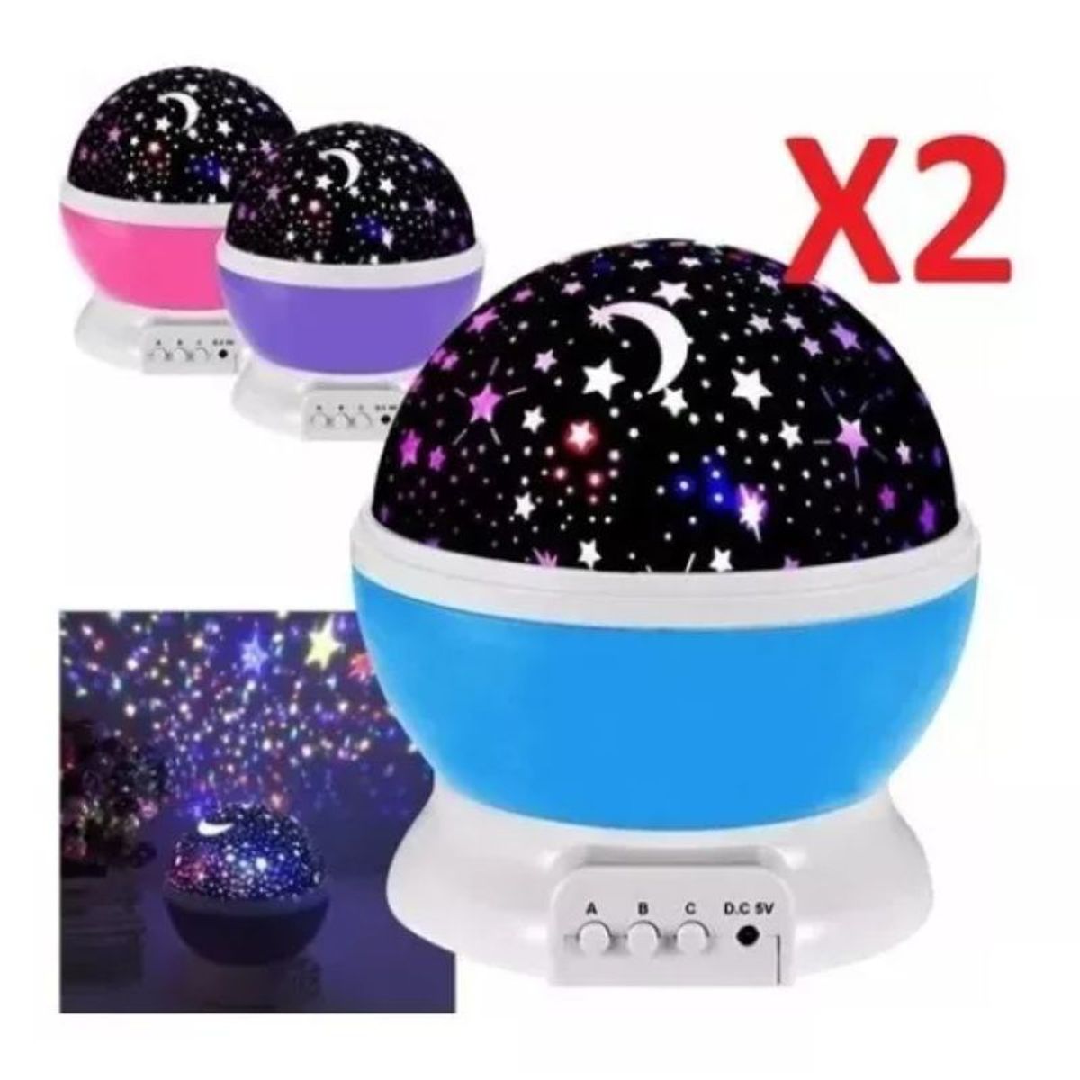 GENERICO - Pack X2 Espantacuco, 2 En 1 Lampara Y Proyector Colores