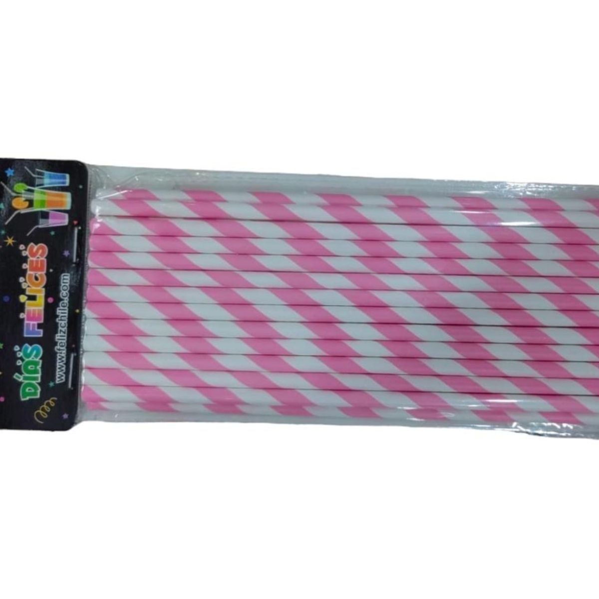 OEM - BOMBILLAS DE PAPEL ECOLOGICO 25 UNI. DISEÑO DE RAYAS FUCSIA