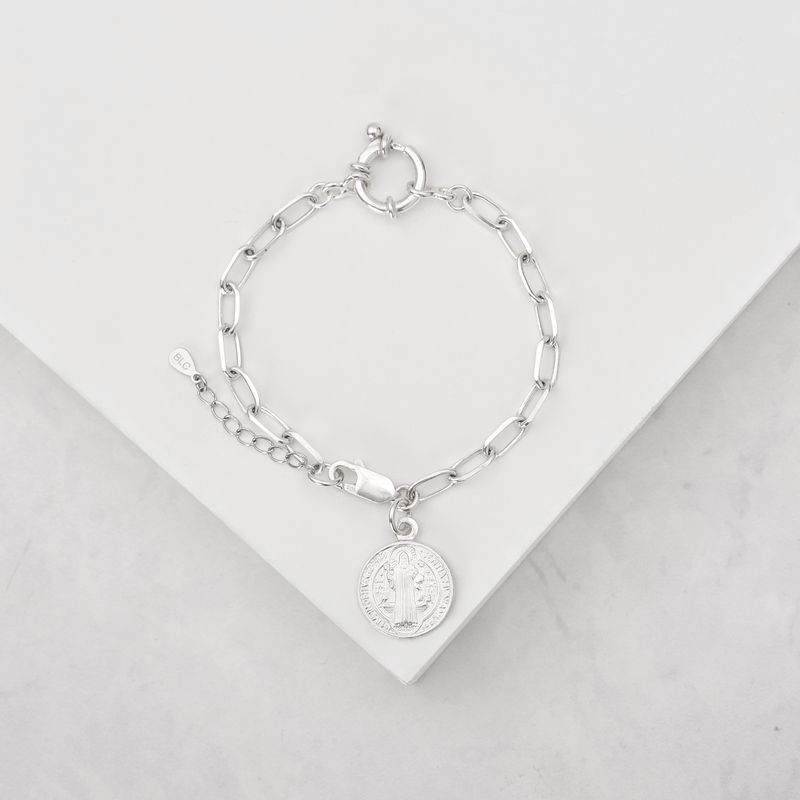 BY LAS CAYETANAS - Pulsera eslabones San Benito en Plata 925