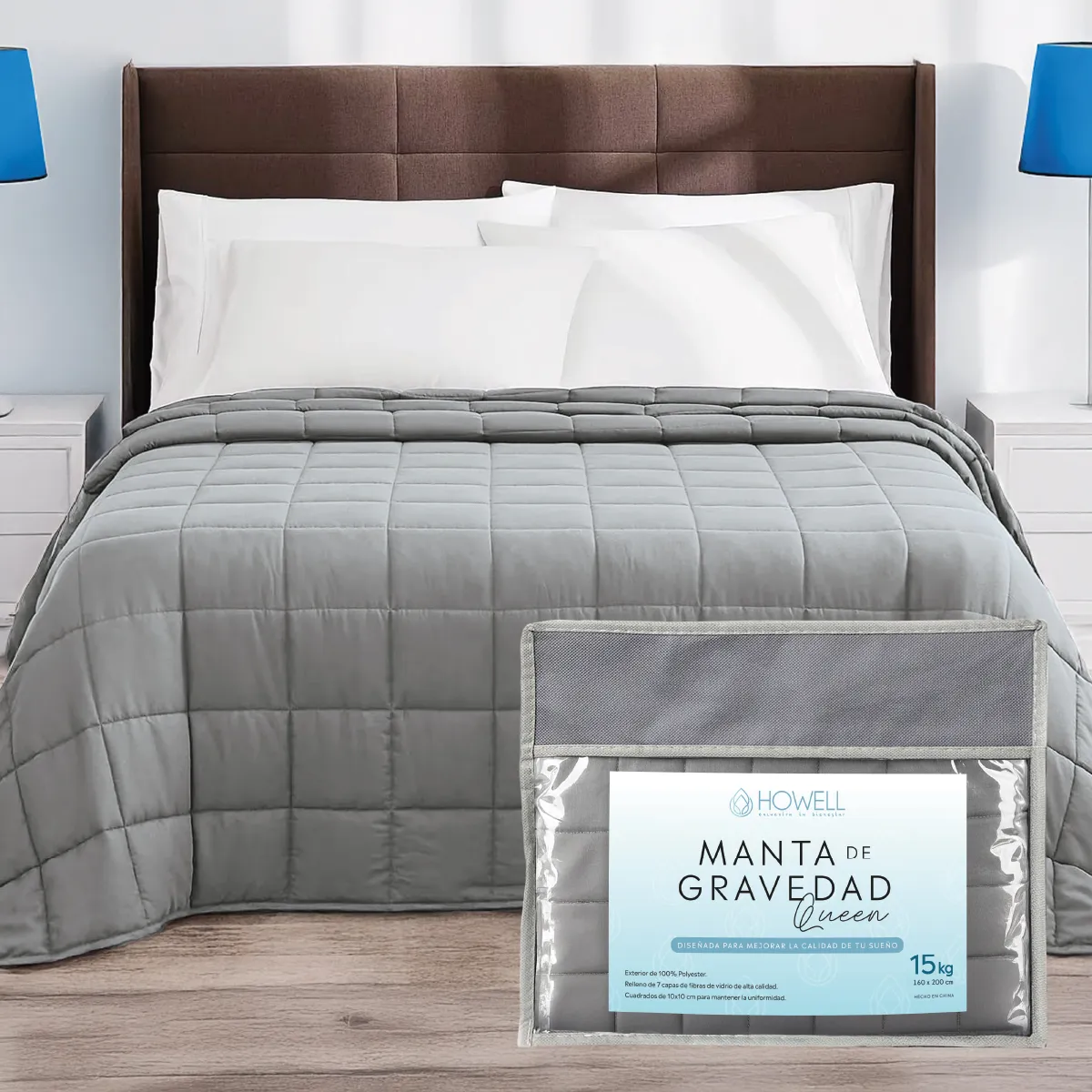 HOWELL - Manta De Gravedad Pesada Howell Queen 15KG Trastornos Sueño