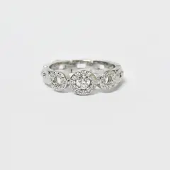 ROSETT - Anillo con circulos en circones y argolla de eslabones