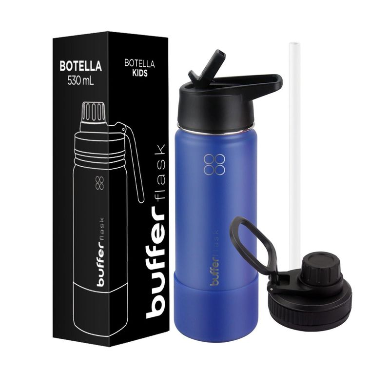 BUFFER FLASK - Termo Botella Agua Niños Buffer Inoxidable - Azul