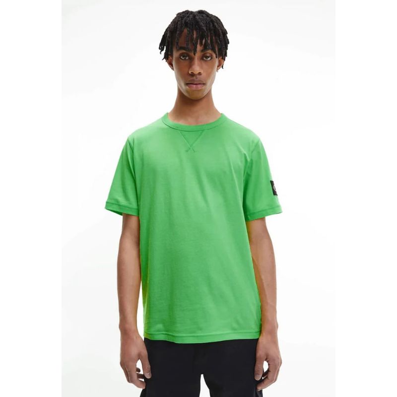 CALVIN KLEIN - Camiseta de algodón orgánico con insignia Verde Calvin Klein