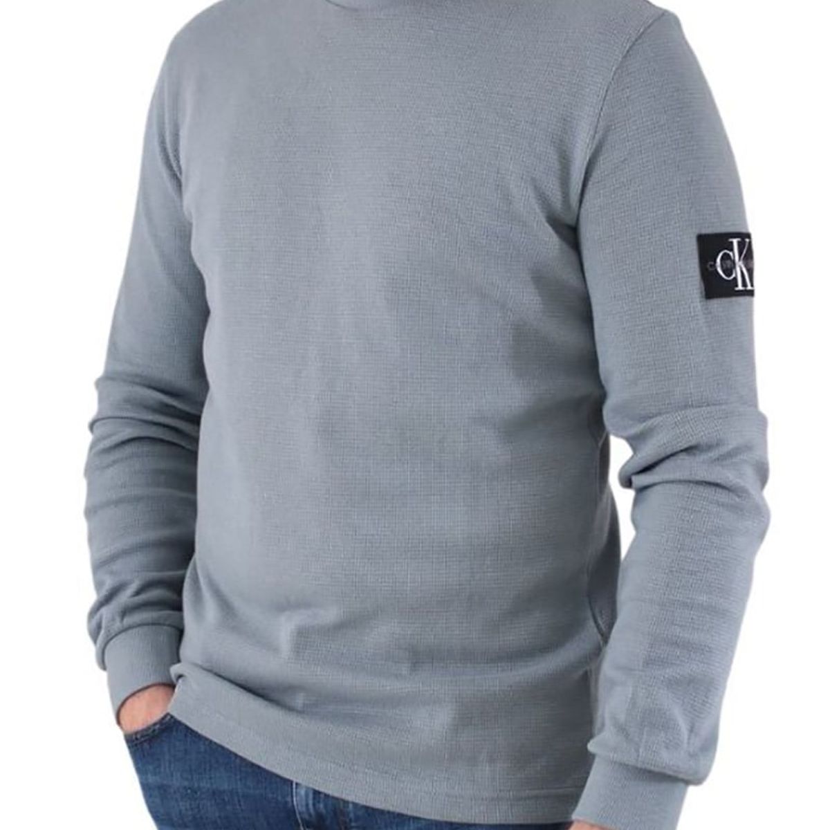 CALVIN KLEIN - Camiseta de manga larga de algodón orgánico Gris Calvin Klein