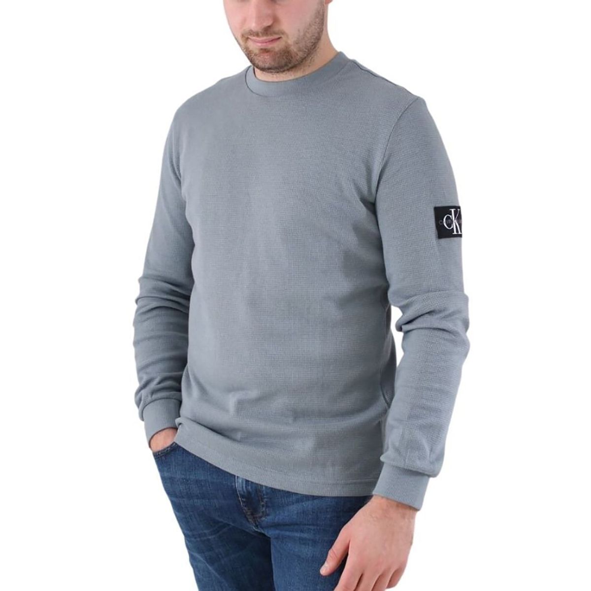 CALVIN KLEIN - Camiseta de manga larga de algodón orgánico Gris Calvin Klein