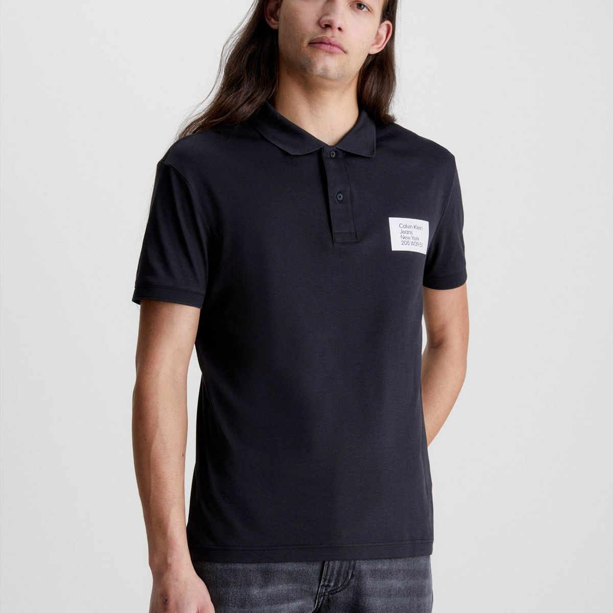 CALVIN KLEIN - Polo con insignia Negro Calvin Klein