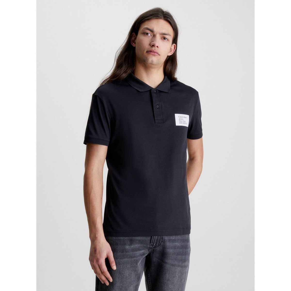CALVIN KLEIN - Polo con insignia Negro Calvin Klein