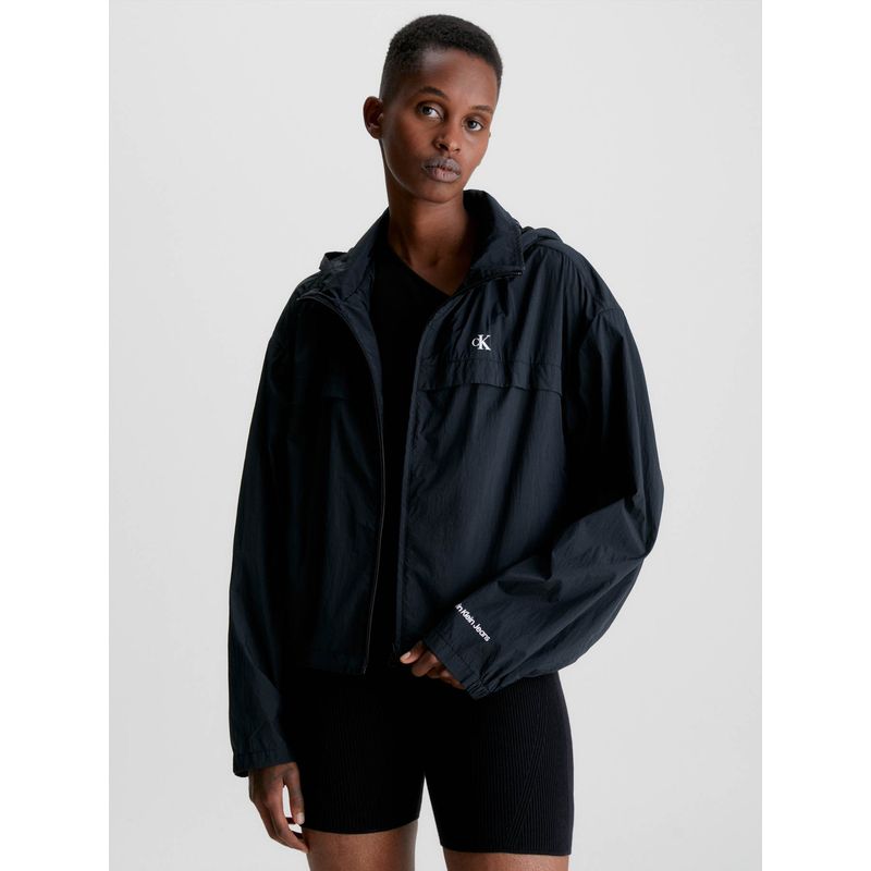CALVIN KLEIN - Cortavientos reciclado con capucha Negro Calvin Klein