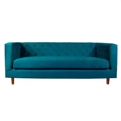 LATAM HOME - Sofá Brescia 3 Cuerpos Azul Tapiz Velvet