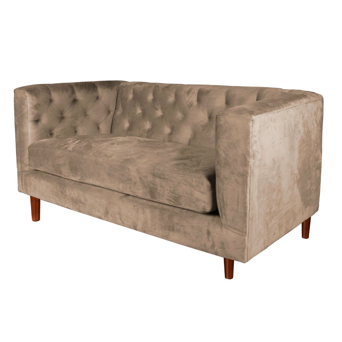 LATAM HOME - Sofá Brescia 2 Cuerpos Tela Velvet Vivian Café