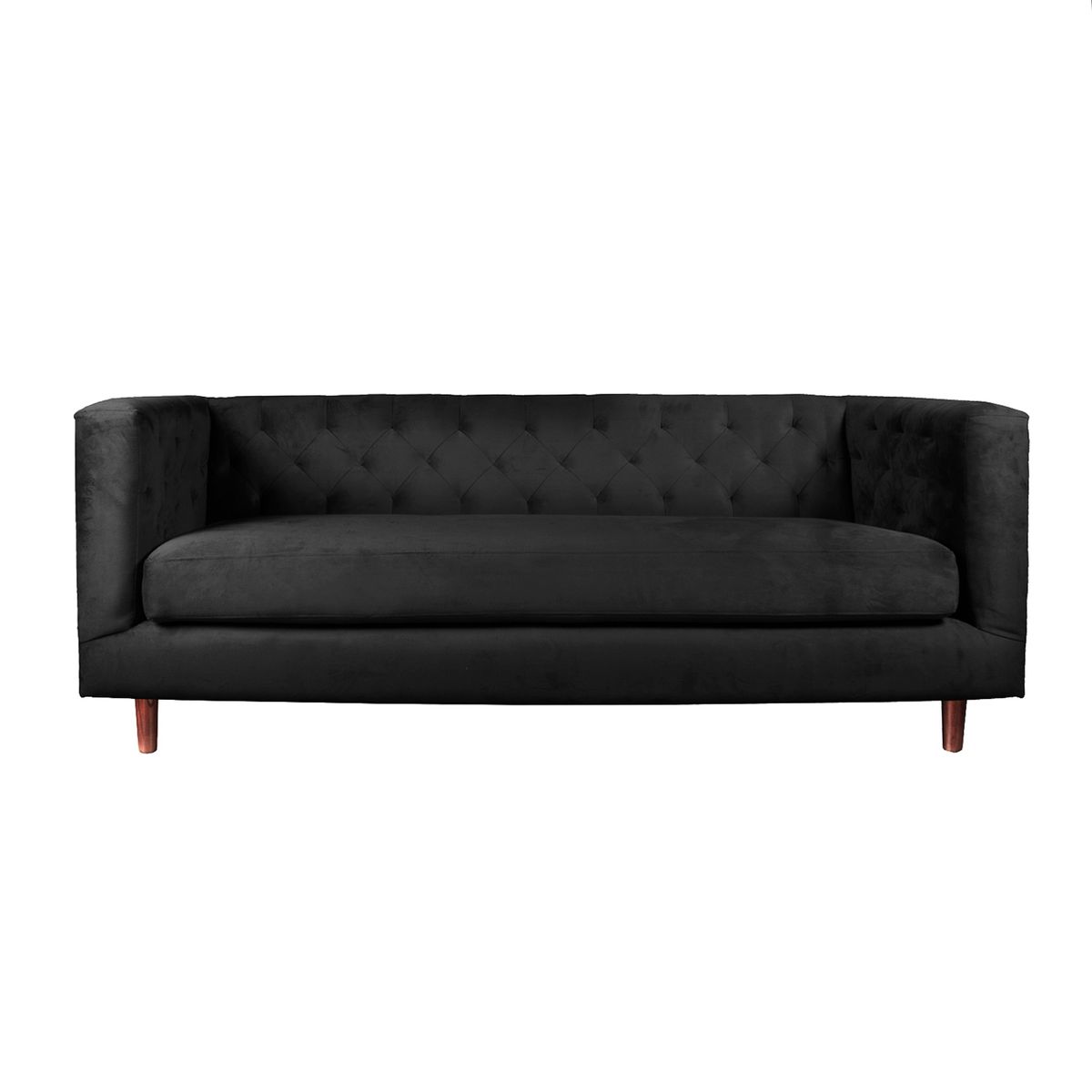 LATAM HOME - Sofá Brescia 3 Cuerpos Tela Velvet Vivian Negro