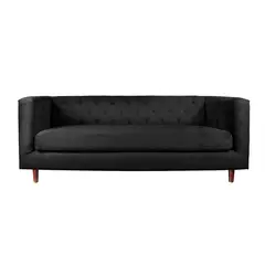 LATAM HOME - Sofá Brescia 3 Cuerpos Tela Velvet Vivian Negro