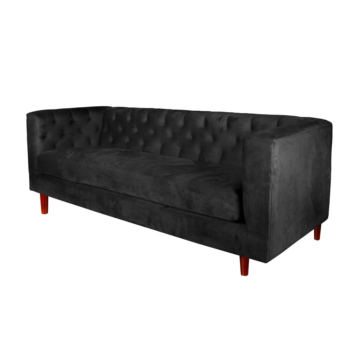 LATAM HOME - Sofá Brescia 3 Cuerpos Tela Velvet Vivian Negro