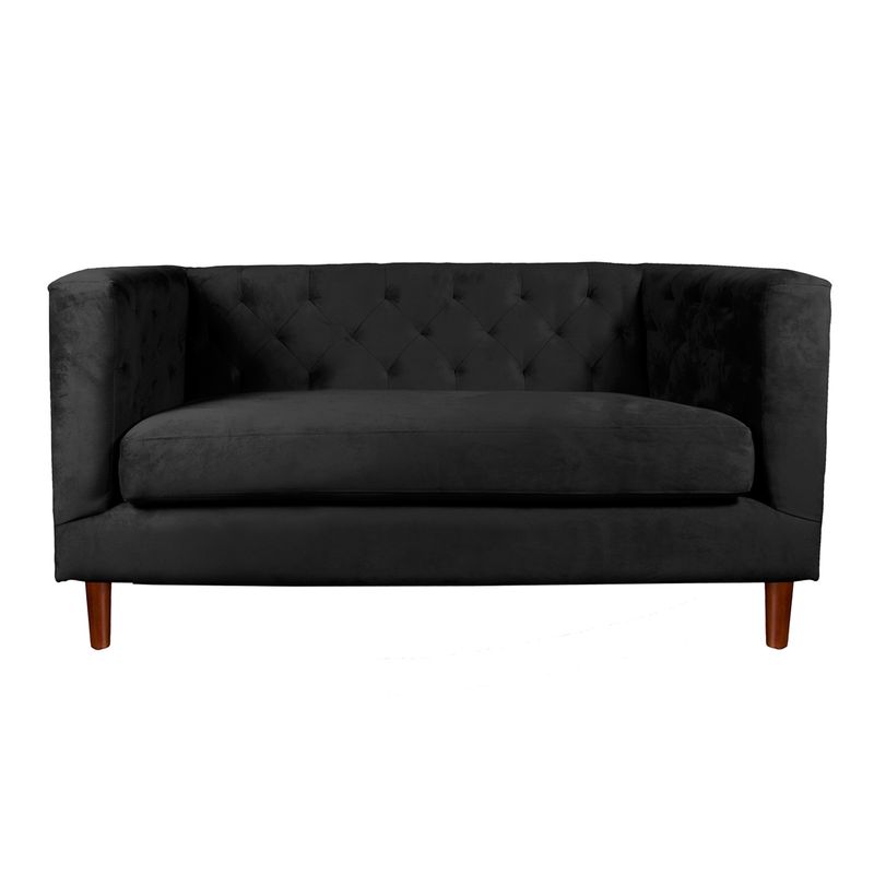 LATAM HOME - Sofá Brescia 2 Cuerpos Tela Velvet Vivian Negro