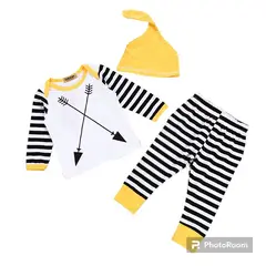 ANGO - Conjunto Algodón Rayado Amarillo Flechas