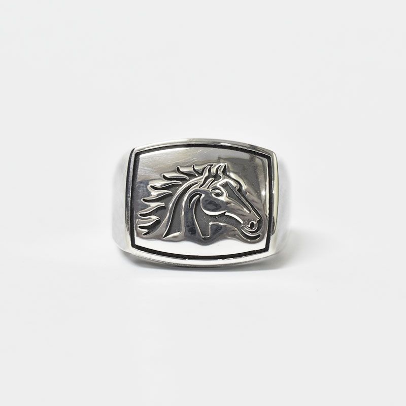 ROSETT - Anillo sello rectangular con silueta de caballo