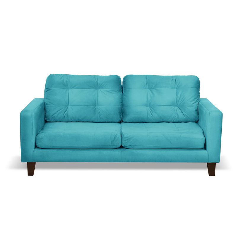 LATAM HOME - Sofá Napoles 3 Cuerpos Tela Velvet Turquesa