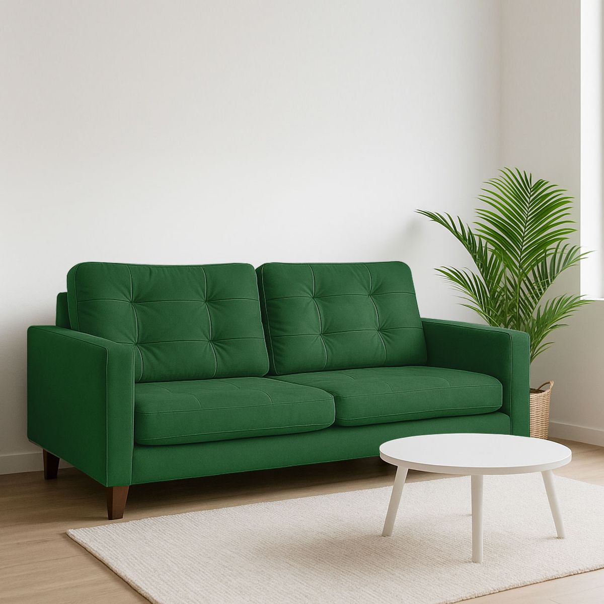 LATAM HOME - Sofá Napoles 2 Cuerpos Tela Velvet Verde
