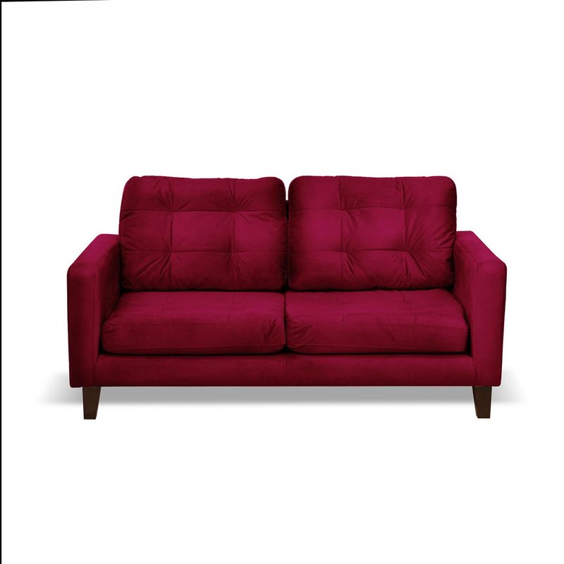 LATAM HOME - Sofá Napoles 2 Cuerpos Tela Velvet Burdeo