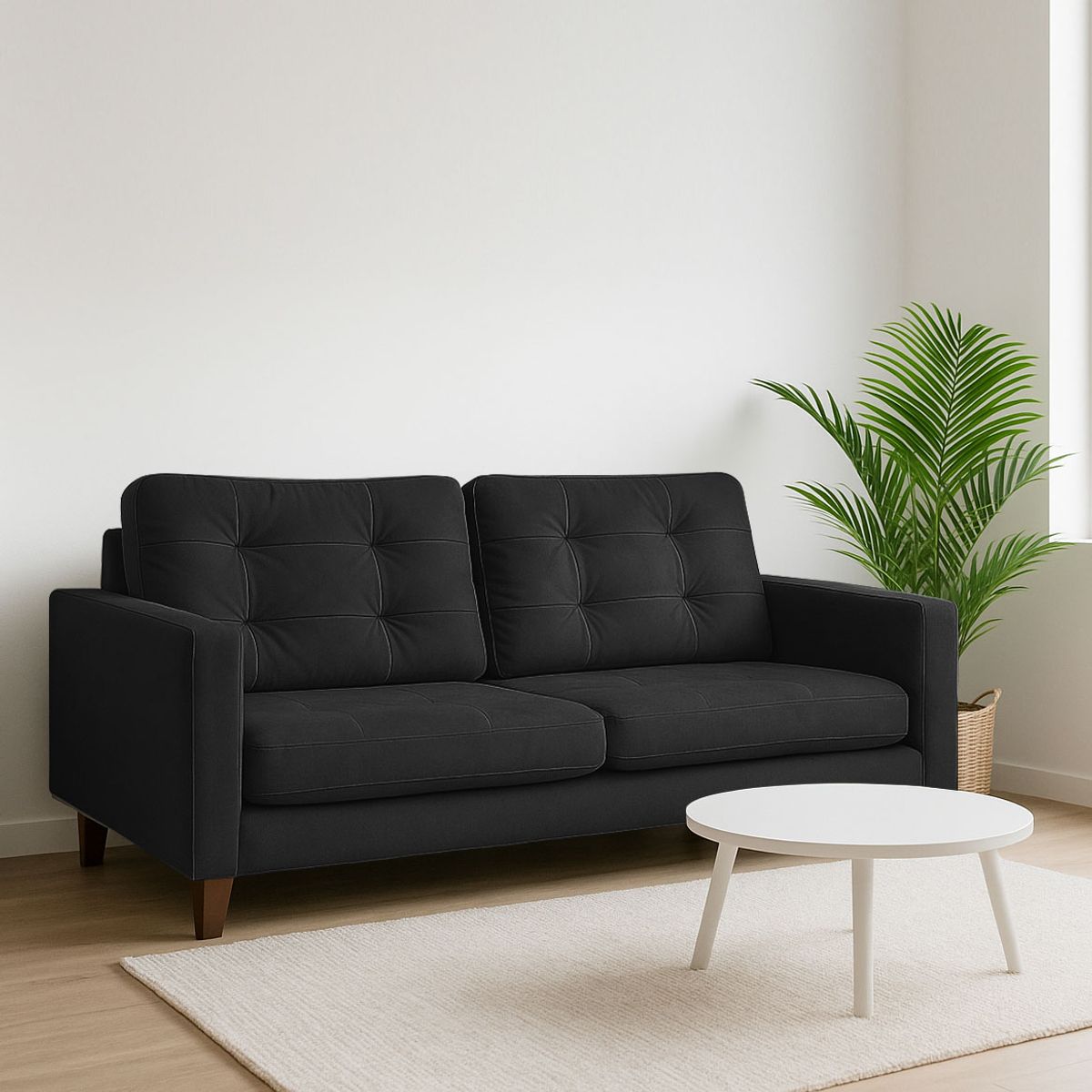 LATAM HOME - Sofá Napoles 2 Cuerpos Tela Velvet Chocolate