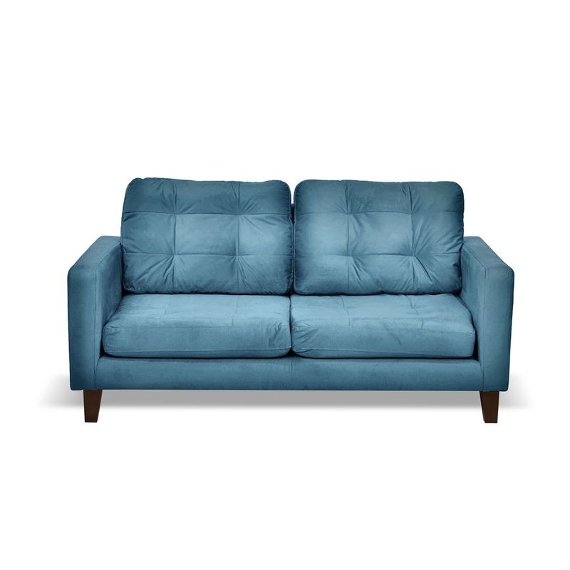 LATAM HOME - Sofá Napoles 2 Cuerpos Tela Velvet Azul Petroleo