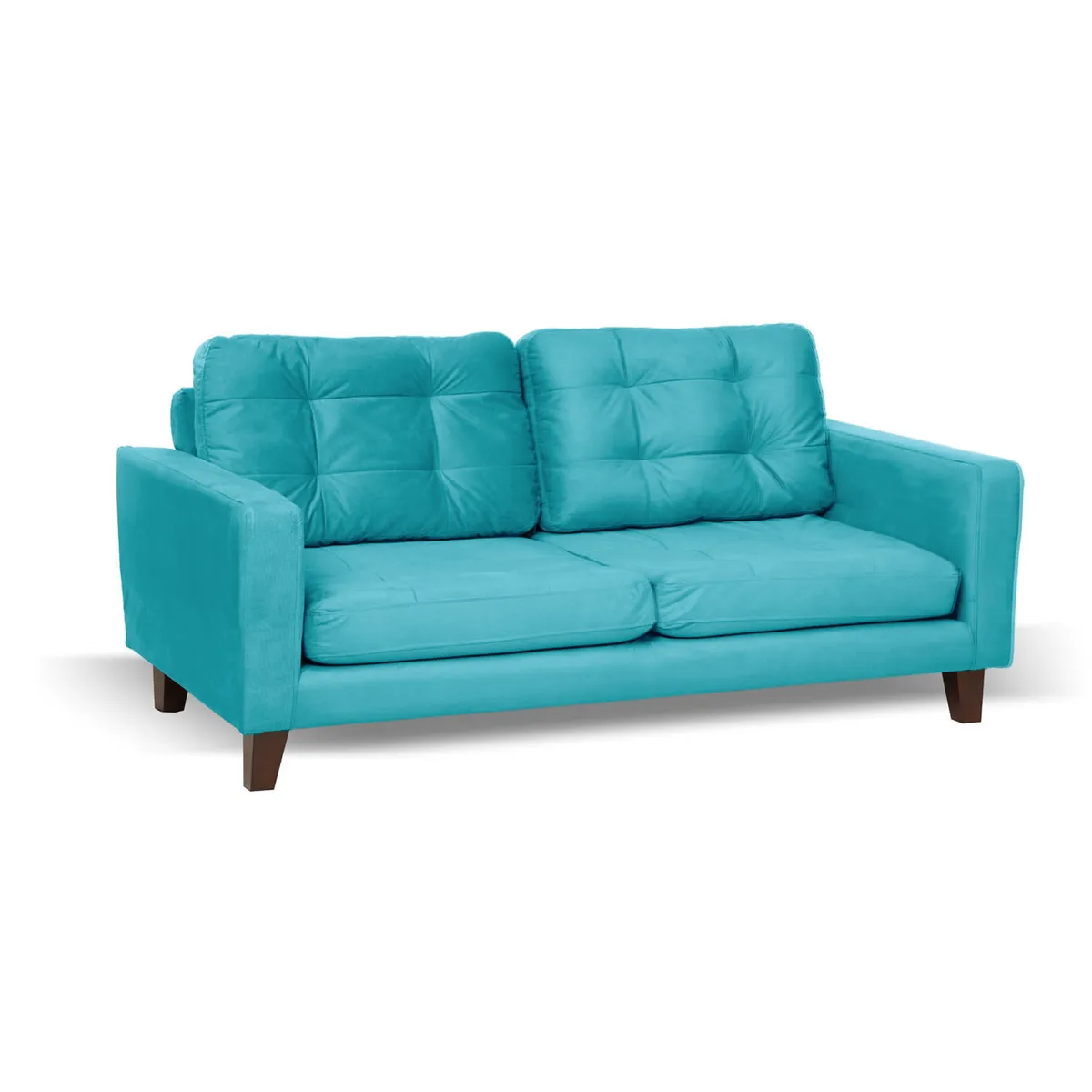 LATAM HOME - Sofá Napoles 2 Cuerpos Tela Velvet Turquesa
