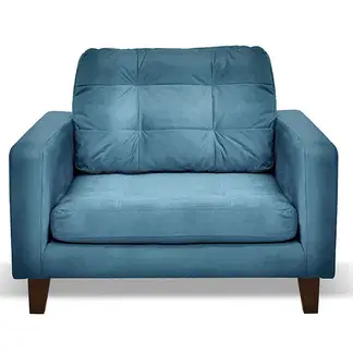 LATAM HOME - Sofá Napoles 1 Cuerpo Tela Velvet Azul Petroleo