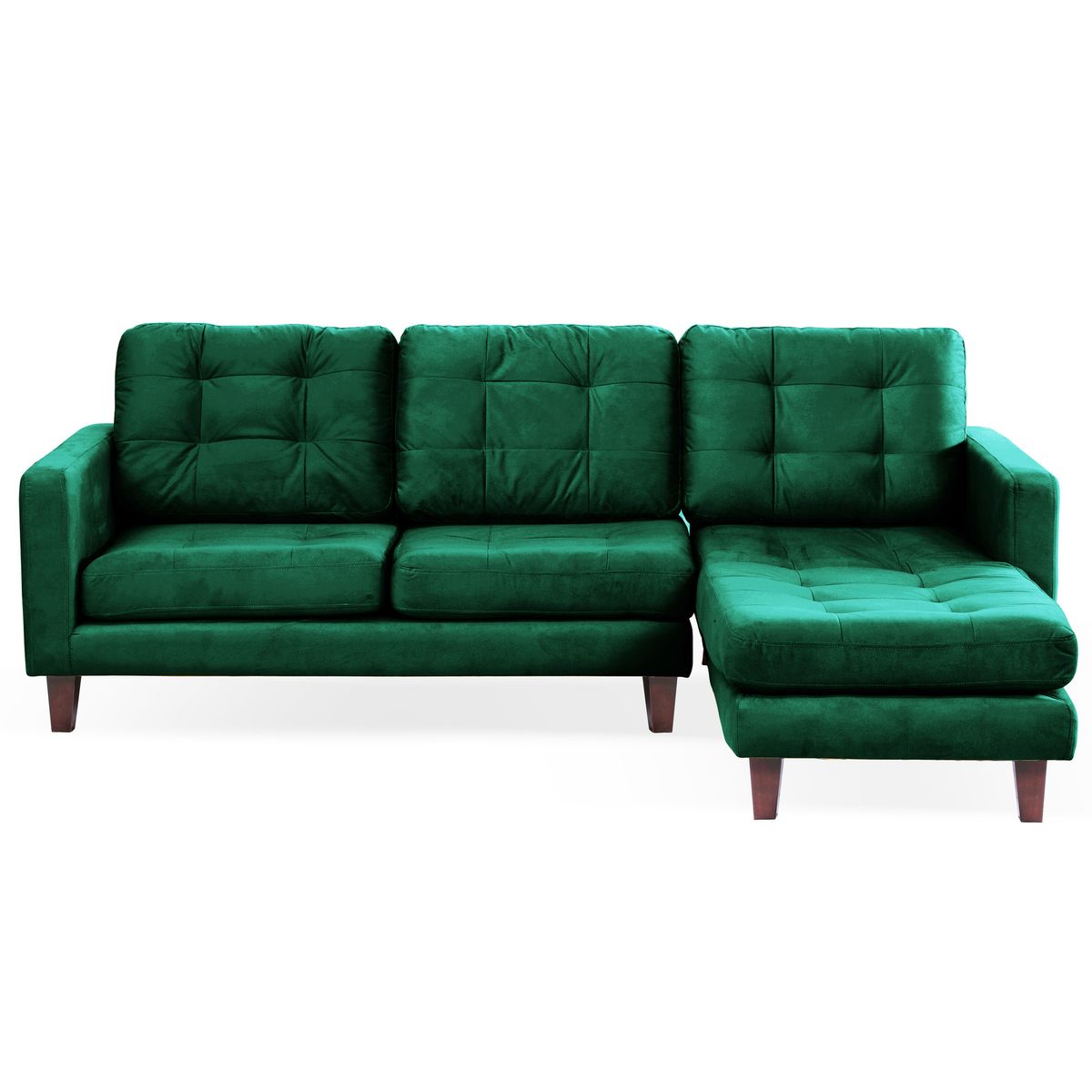 LATAM HOME - Sofá Seccional Derecho Napoles Tela Velvet Verde