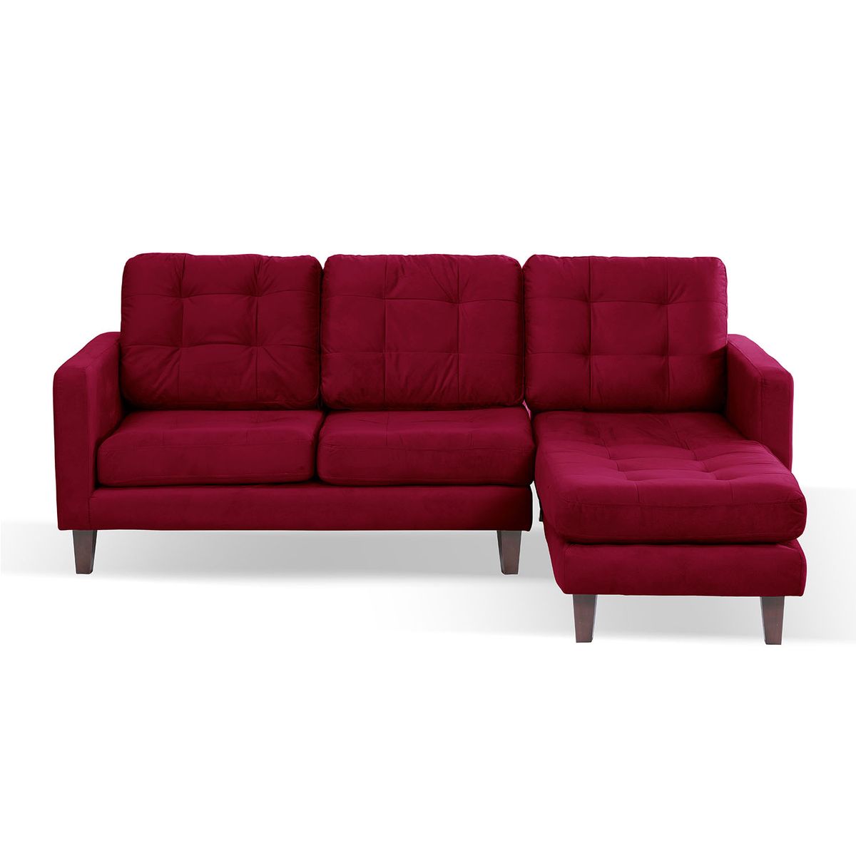 LATAM HOME - Sofa Seccional Derecho Napoles Tela Velvet Burdeo