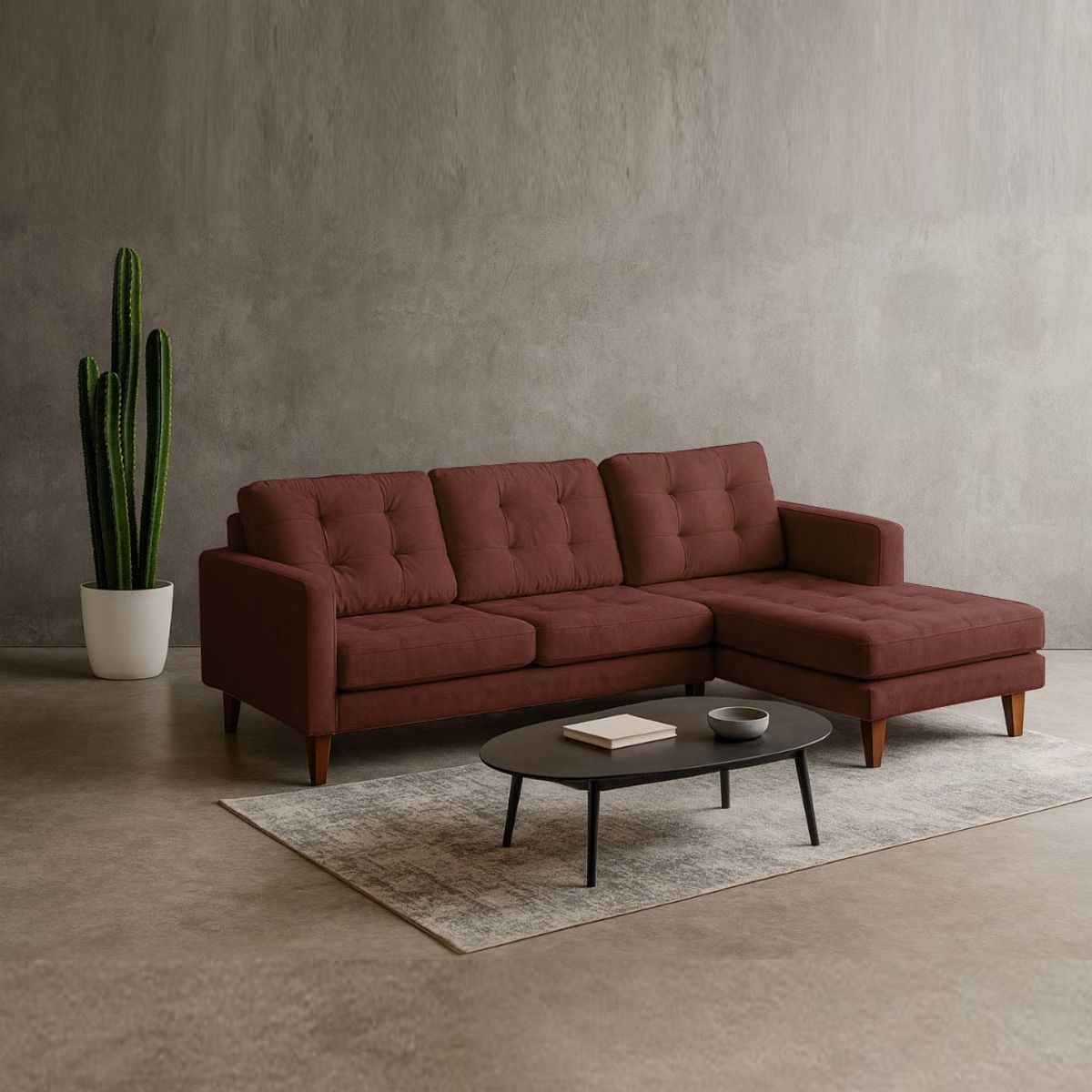 LATAM HOME - Sofa Seccional Derecho Napoles Tela Velvet Chocolate