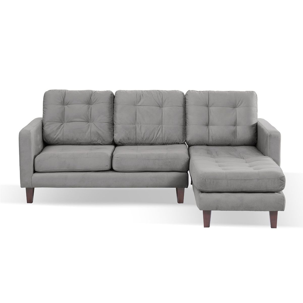 LATAM HOME - Sofá Seccional Derecho Napoles Tela Velvet Gris