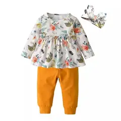 ANGO - Conjunto Bebé Floral Mostaza