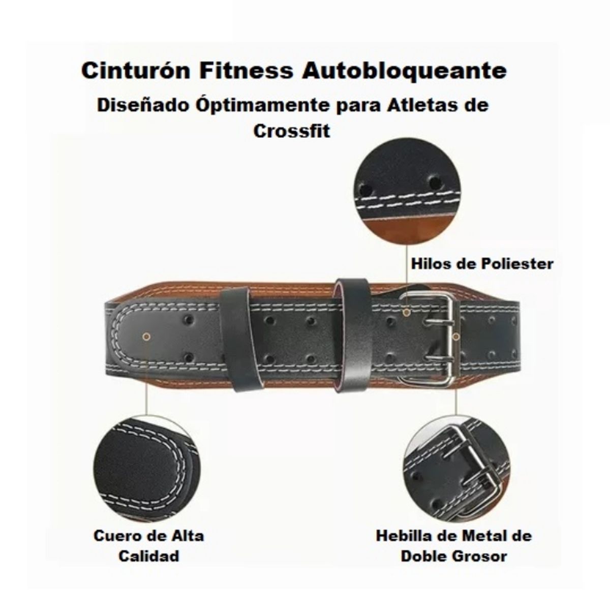 ZG STORE - Cinturón Faja Cuero Para Crossfit Pesas Gym Premium Talla L