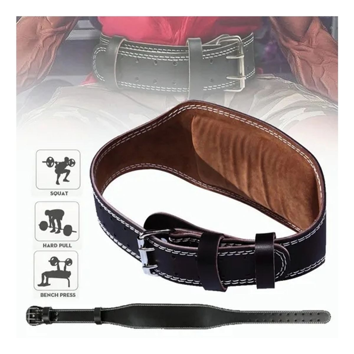 ZG STORE - Cinturón Faja Cuero Para Crossfit Pesas Gym Premium Talla L